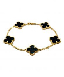 VAN CLEEF & ARPELS（ヴァンクリーフ＆アーペル）の古着「Vintage Alhambra Onyx Bracelet 5 Motifs ヴィンテージ アルハンブラ オニキス ブレスレット 5モチーフ VCARA41300 」