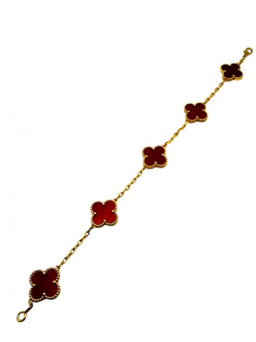 VAN CLEEF & ARPELS（ヴァンクリーフ＆アーペル）VAN CLEEF & ARPELS (ヴァンクリーフ＆アーペル) ヴィンテージアルハンブラ 5Pカーネリアンブレスレット/vintage alhambra bracelet carnelian サイズ:-の古着・服飾アイテム