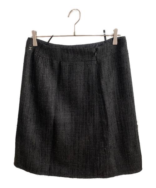 CHANEL（シャネル）CHANEL (シャネル) ツイードスカート ブラック サイズ:40の古着・服飾アイテム
