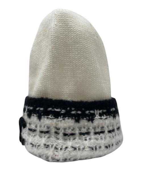 CHANEL（シャネル）CHANEL (シャネル) ココマークニット帽 ホワイト×ブラックの古着・服飾アイテム