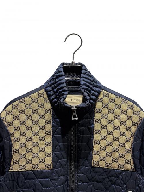 GUCCI（グッチ）GUCCI (グッチ) GGファブリック切替キルティングジャケット ネイビー サイズ:44の古着・服飾アイテム