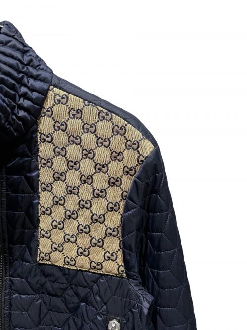 GUCCI（グッチ）GUCCI (グッチ) GGファブリック切替キルティングジャケット ネイビー サイズ:44の古着・服飾アイテム