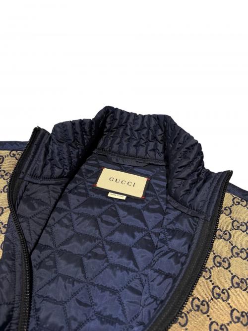 GUCCI（グッチ）GUCCI (グッチ) GGファブリック切替キルティングジャケット ネイビー サイズ:44の古着・服飾アイテム