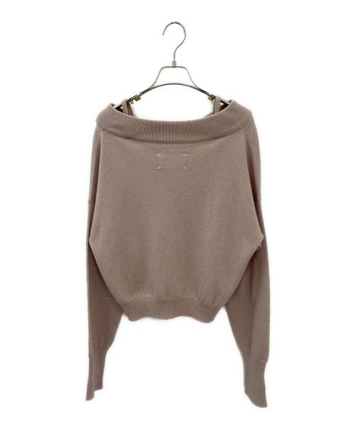 Maison Margiela（メゾンマルジェラ）Maison Margiela (メゾンマルジェラ) エルボーパッチVネックニット ベージュ サイズ:XSの古着・服飾アイテム