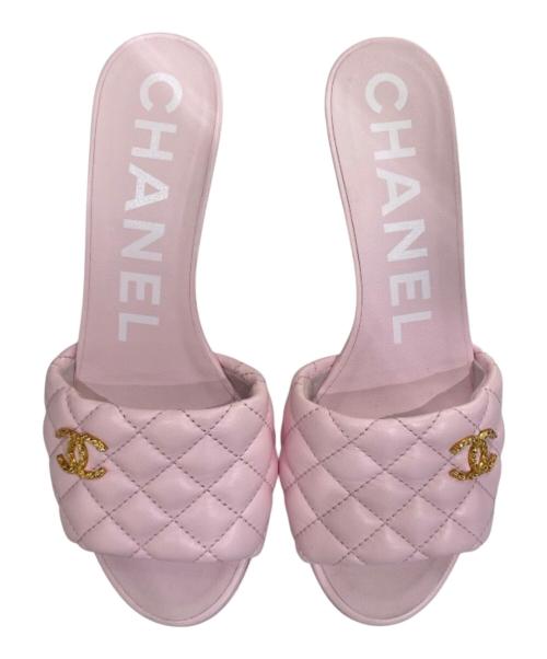 CHANEL（シャネル）CHANEL (シャネル) ココマーク マトラッセミュール ピンク サイズ:37の古着・服飾アイテム