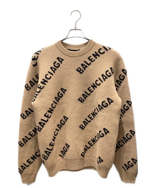 BALENCIAGA（バレンシアガ）BALENCIAGA (バレンシアガ) All Over Logo Knit/オールオーバーロゴニット キャメル サイズ:Sの古着・服飾アイテム