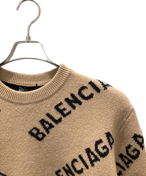 BALENCIAGA（バレンシアガ）BALENCIAGA (バレンシアガ) All Over Logo Knit/オールオーバーロゴニット キャメル サイズ:Sの古着・服飾アイテム
