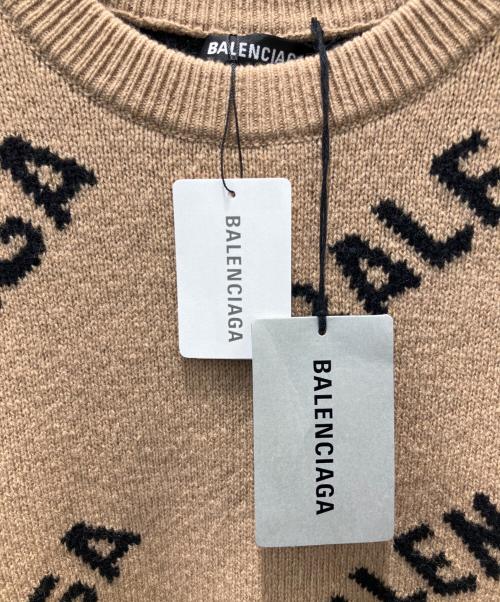 BALENCIAGA（バレンシアガ）BALENCIAGA (バレンシアガ) All Over Logo Knit/オールオーバーロゴニット キャメル サイズ:Sの古着・服飾アイテム