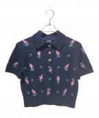 CHANELシャネル）の古着「ココマークカシミヤニットポロシャツ」｜ネイビー