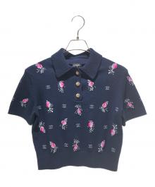 CHANEL（シャネル）の古着「ココマークカシミヤニットポロシャツ」｜ネイビー