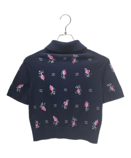 CHANEL（シャネル）CHANEL (シャネル) ココマークカシミヤニットポロシャツ ネイビー サイズ:36の古着・服飾アイテム