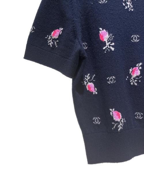 CHANEL（シャネル）CHANEL (シャネル) ココマークカシミヤニットポロシャツ ネイビー サイズ:36の古着・服飾アイテム
