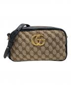 GUCCIグッチ）の古着「GGマーモント ショルダーバッグ」｜ブラック×ベージュ