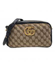 GUCCI（グッチ）の古着「GGマーモント ショルダーバッグ」｜ブラック×ベージュ