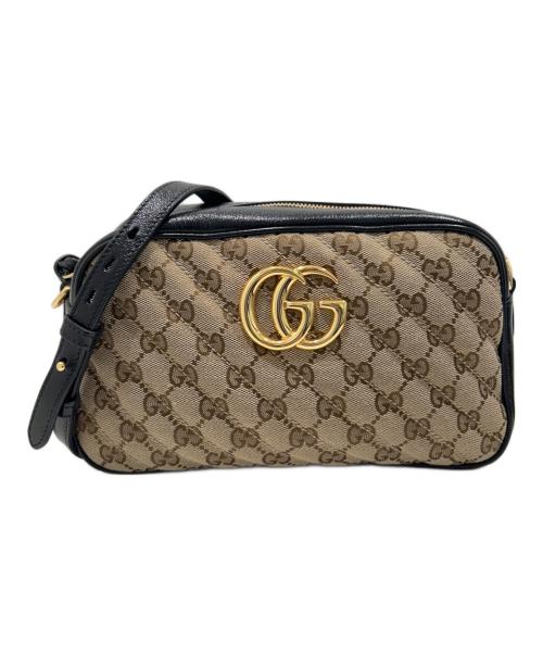 GUCCI（グッチ）GUCCI (グッチ) GGマーモント ショルダーバッグ ブラック×ベージュ サイズ:-の古着・服飾アイテム