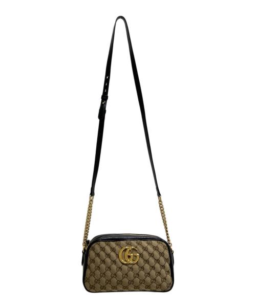 GUCCI（グッチ）GUCCI (グッチ) GGマーモント ショルダーバッグ ブラック×ベージュ サイズ:-の古着・服飾アイテム