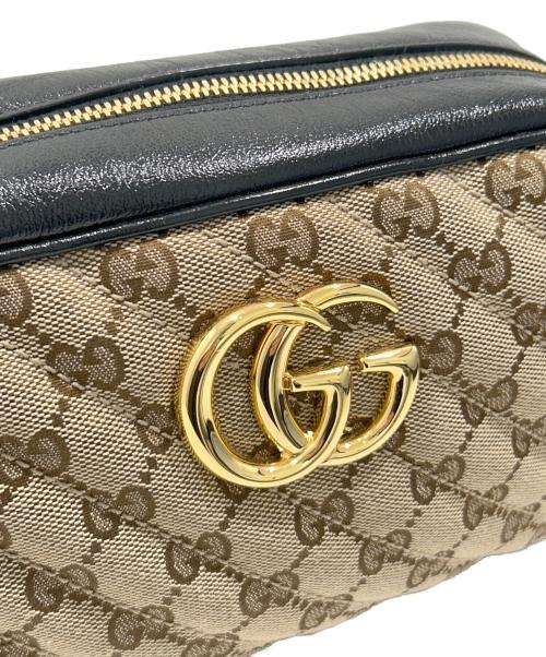 GUCCI（グッチ）GUCCI (グッチ) GGマーモント ショルダーバッグ ブラック×ベージュ サイズ:-の古着・服飾アイテム