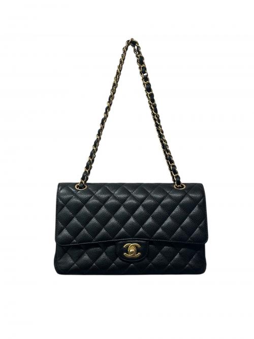 CHANEL（シャネル）CHANEL (シャネル) マトラッセ25 ダブルフラップチェーンショルダーバッグ/ ブラック サイズ:25の古着・服飾アイテム