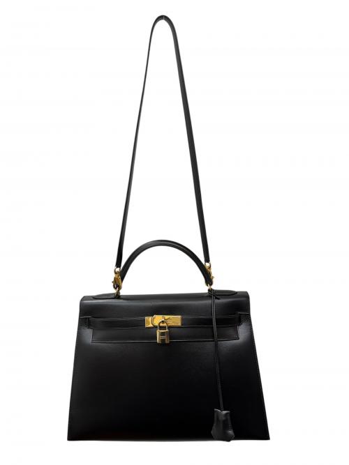 HERMES（エルメス）HERMES (エルメス) ケリー32/ボックスカーフ/外縫い/ブラック/〇X刻印:1994年製造/ゴールド金具 ブラック サイズ:32の古着・服飾アイテム