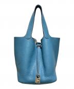HERMESエルメス）の古着「Picotin Lock /ピコタンロックMM/ハンドバッグ/トリヨンクレマンス/ブルージーン/シルバー金具/□M刻印：2009年製」｜ブルージーン