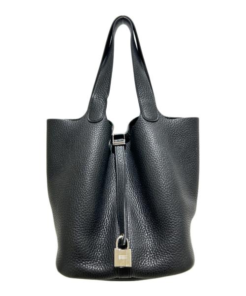 HERMES（エルメス）HERMES (エルメス) Picotin Lock/ピコタンロックMM/トリヨンクレマンス/ノワール/X刻印:2016年製 ブラック サイズ:MMの古着・服飾アイテム