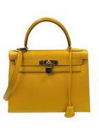 HERMESエルメス）の古着「kelly28 ケリー28/外縫い/〇U刻印:1991年/クシュベル/ジョーヌ/ゴールド金具」｜ジョーヌ