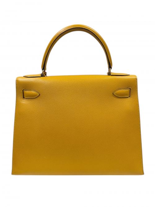 HERMES（エルメス）HERMES (エルメス) kelly28 ケリー28/外縫い/〇U刻印:1991年/クシュベル/ジョーヌ/ゴールド金具 ジョーヌ サイズ:28の古着・服飾アイテム