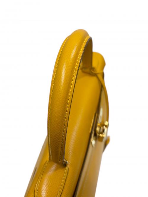 HERMES（エルメス）HERMES (エルメス) kelly28 ケリー28/外縫い/〇U刻印:1991年/クシュベル/ジョーヌ/ゴールド金具 ジョーヌ サイズ:28の古着・服飾アイテム