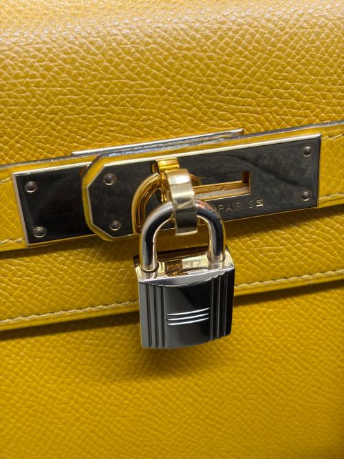 HERMES（エルメス）HERMES (エルメス) kelly28 ケリー28/外縫い/〇U刻印:1991年/クシュベル/ジョーヌ/ゴールド金具 ジョーヌ サイズ:28の古着・服飾アイテム