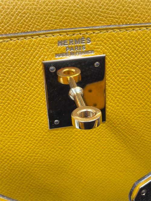 HERMES（エルメス）HERMES (エルメス) kelly28 ケリー28/外縫い/〇U刻印:1991年/クシュベル/ジョーヌ/ゴールド金具 ジョーヌ サイズ:28の古着・服飾アイテム