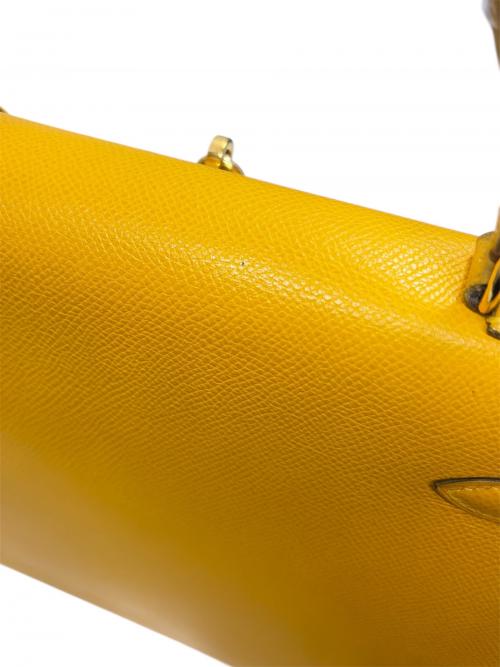 HERMES（エルメス）HERMES (エルメス) kelly28 ケリー28/外縫い/〇U刻印:1991年/クシュベル/ジョーヌ/ゴールド金具 ジョーヌ サイズ:28の古着・服飾アイテム