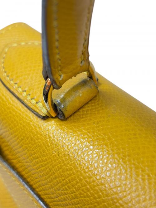 HERMES（エルメス）HERMES (エルメス) kelly28 ケリー28/外縫い/〇U刻印:1991年/クシュベル/ジョーヌ/ゴールド金具 ジョーヌ サイズ:28の古着・服飾アイテム