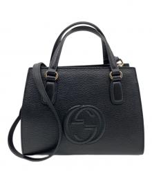 GUCCI（グッチ）の古着「Gucci Soho Leather Tote Crossbody Bag/ソーホー インターロッキングG ショルダーバッグ/2WAYバッグ」｜ブラック