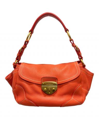 PRADA オレンジとブラウン ストライプ ハンドバッグ PRADA オレンジとブラウン ストライプ ハンドバッグ