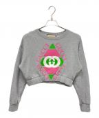 GUCCIグッチ）の古着「Cropped Long Sleeve Sweatshirt/クロップド スウェット/ドロップショルダースウェット」｜グレー