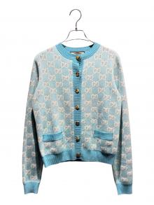 GUCCI（グッチ）の古着「GGジャガードカーディガン」｜スカイブルー