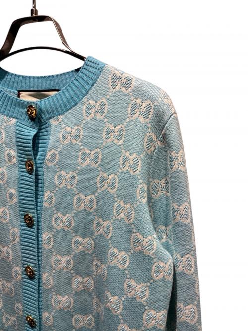 GUCCI（グッチ）GUCCI (グッチ) GGジャガードカーディガン スカイブルー サイズ:Mの古着・服飾アイテム