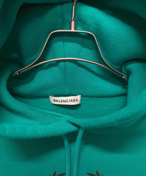 BALENCIAGA（バレンシアガ）BALENCIAGA (バレンシアガ) BBロゴデザインパーカー/裏起毛プルオーバーパーカー グリーン サイズ:XSの古着・服飾アイテム