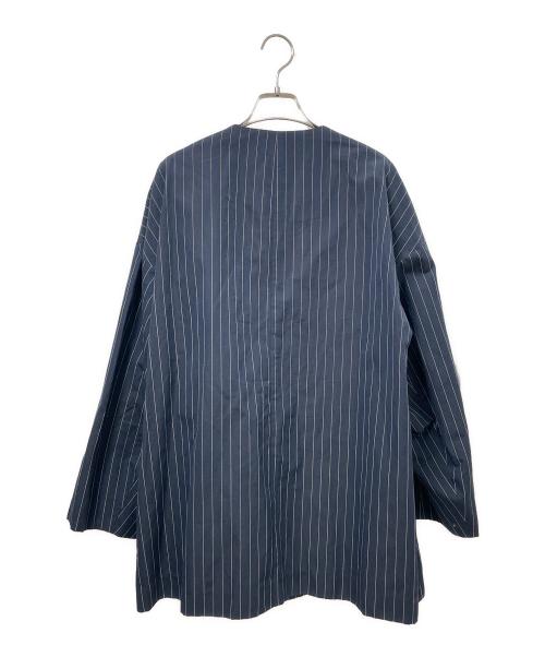ENFOLD（エンフォルド）ENFOLD (エンフォルド) ピンストライプ ノーカラールーズ ジャケット ネイビー サイズ:36の古着・服飾アイテム