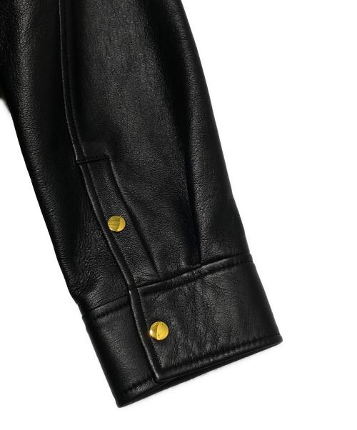GUCCI（グッチ）GUCCI (グッチ) Embossed Logo Leather Shirt Jacket Black ブラック サイズ:46の古着・服飾アイテム