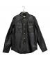 GUCCI（グッチ）の古着「Embossed Logo Leather Shirt Jacket Black」｜ブラック