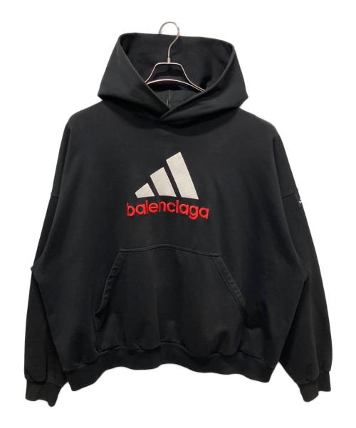 BALENCIAGA（バレンシアガ）BALENCIAGA (バレンシアガ) adidas (アディダス) コラボロゴ刺繍 オーバーシルエットパーカー ブラック サイズ:Lの古着・服飾アイテム
