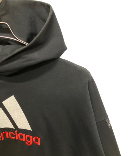 BALENCIAGA（バレンシアガ）BALENCIAGA (バレンシアガ) adidas (アディダス) コラボロゴ刺繍 オーバーシルエットパーカー ブラック サイズ:Lの古着・服飾アイテム