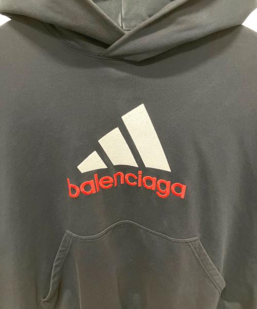 BALENCIAGA（バレンシアガ）BALENCIAGA (バレンシアガ) adidas (アディダス) コラボロゴ刺繍 オーバーシルエットパーカー ブラック サイズ:Lの古着・服飾アイテム