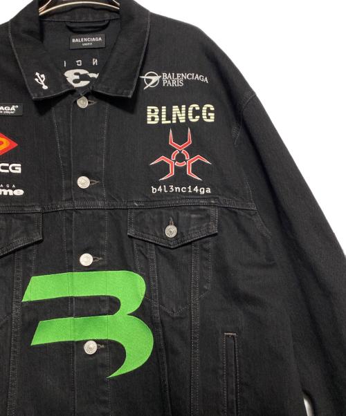 BALENCIAGA（バレンシアガ）BALENCIAGA (バレンシアガ) GAMER LOGO DENIM JACKET ブラック サイズ:Sの古着・服飾アイテム