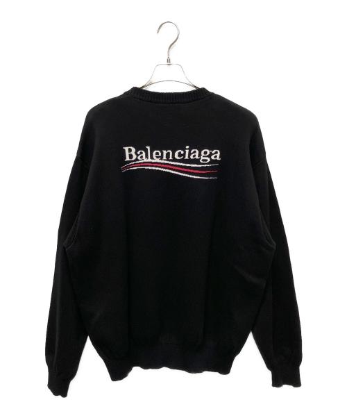 BALENCIAGA（バレンシアガ）BALENCIAGA (バレンシアガ) ロゴ刺繍リブニット/キャンペーンロゴニット ブラック サイズ:Mの古着・服飾アイテム