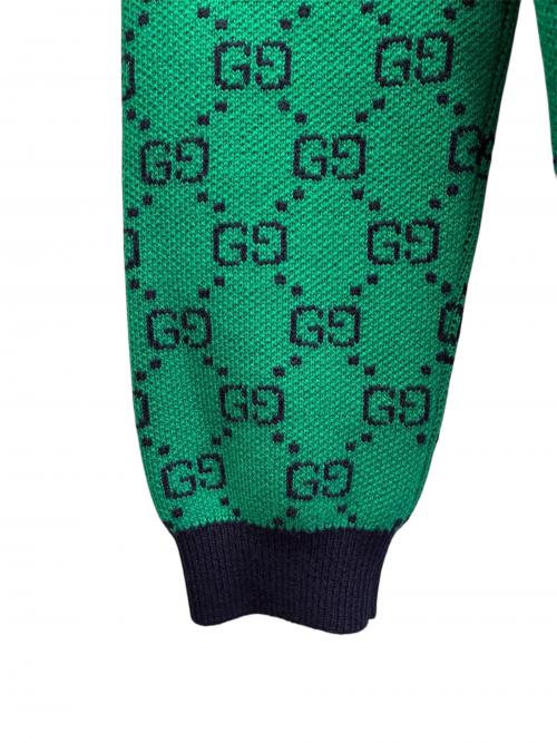 GUCCI（グッチ）GUCCI (グッチ) GG総柄ニット/661155 XKBXI グリーン サイズ:XLの古着・服飾アイテム