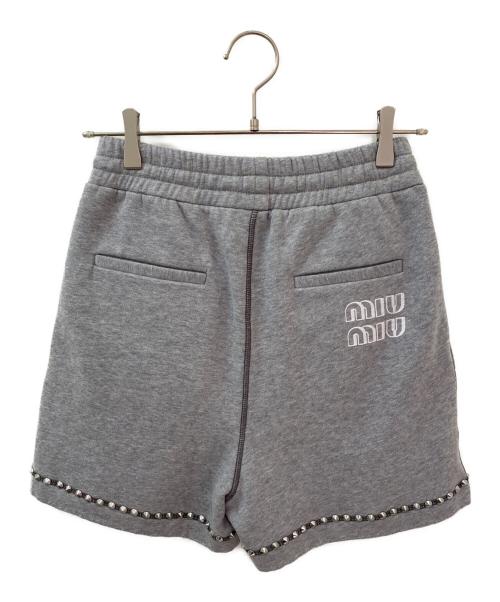 MIU MIU（ミュウミュウ）MIU MIU (ミュウミュウ) スウェットスタッズハーフパンツ グレー サイズ:38の古着・服飾アイテム