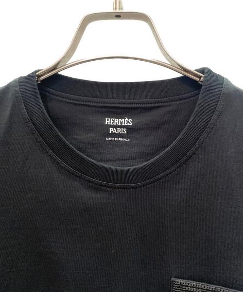 HERMES（エルメス）HERMES (エルメス) H-Mosaic Embroidered Pocket T-Shirt Hモザイク 刺繍ポケット Tシャツ/4H4615DA ブラック サイズ:38の古着・服飾アイテム