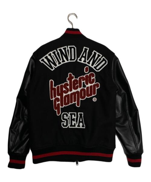 histeric（ヒステリック）histeric (ヒステリック) WIND AND SEA (ウィンダンシー) Varsity Jacket ブラック サイズ:Mの古着・服飾アイテム